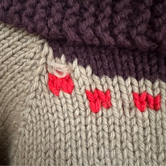 Vintage Cowichan Wool Knit Zip Cardigan Sweater Coat Retro Car Pattern 60s - Picture 9 of 10